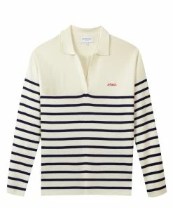 MAISON LABICHE Pull Mondovie Amour Laine Écru Bleu