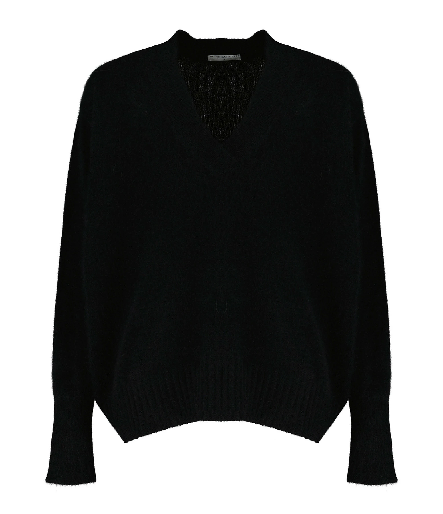 MAJESTIC FILATURES Pull Col V Raccoon Noir 3 MAJESTIC FILATURES Pull Col V Raccoon Noir