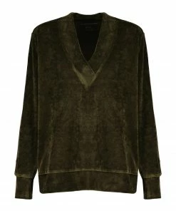 MAJESTIC FILATURES Pull Col V Coton Olive