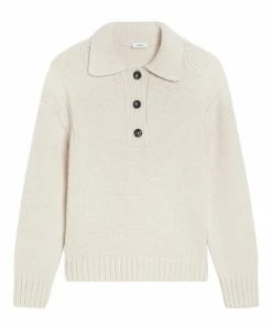 CLOSED Pull Col Boutonné Laine Alpaga Beige