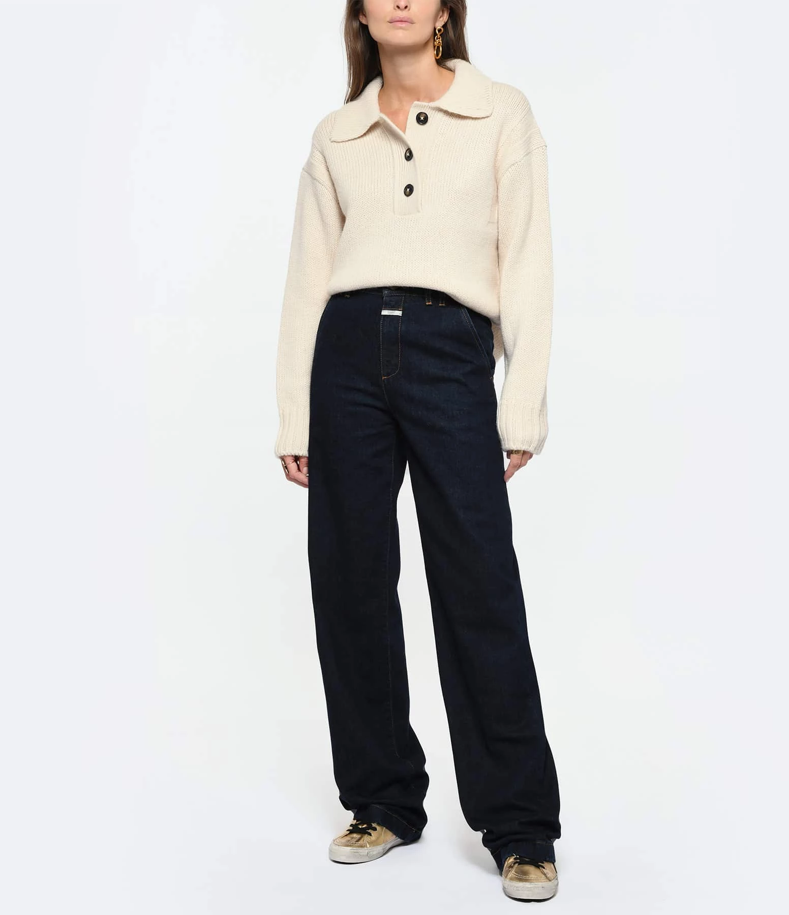 CLOSED Pull Col Boutonné Laine Alpaga Beige 5 CLOSED Pull Col Boutonné Laine Alpaga Beige – Image 3
