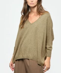 KUJTEN Pull Minie Col V Cachemire Kaki Chiné -Boutique MAJESTIC FILATURES unnamed file 1218