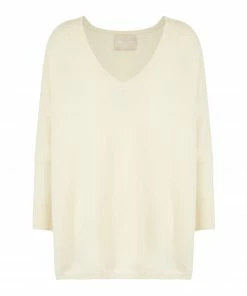 KUJTEN Pull Minie Col V Cachemire Blanc