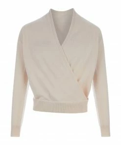 MAJESTIC FILATURES Pull Cache-cœur Cachemire Beige Boudoir