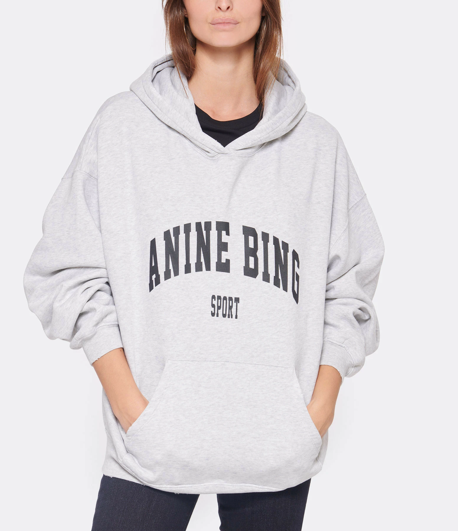 ANINE BING Sweatshirt Hoodie Harvey Coton Organique Gris 5 ANINE BING Sweatshirt Hoodie Harvey Coton Organique Gris – Image 3