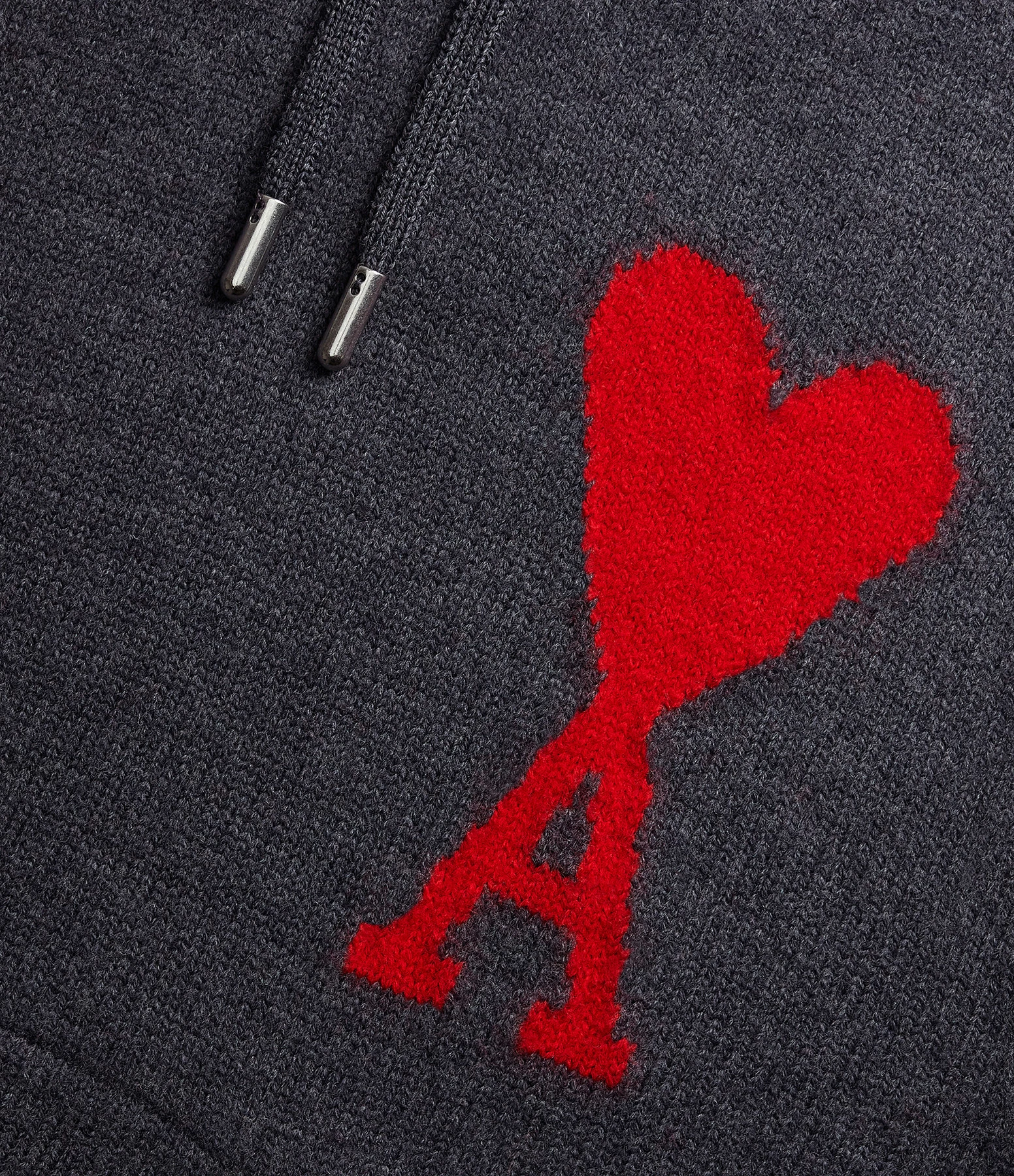 AMI PARIS Pull Hoodie Unisexe Ami De Cœur Laine Gris Rouge 4 AMI PARIS Pull Hoodie Unisexe Ami De Cœur Laine Gris Rouge – Image 2