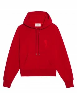 AMI PARIS Sweatshirt Hoodie Unisexe Ami De Cœur Coton Bio Rouge