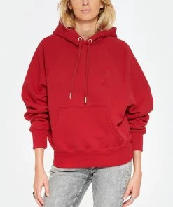 AMI PARIS Sweatshirt Hoodie Unisexe Ami De Cœur Coton Bio Rouge -Boutique MAJESTIC FILATURES unnamed file 1340