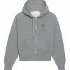 AMI PARIS Sweatshirt Hoodie Zippé Unisexe Ami De Cœur Coton Gris Chiné -Boutique MAJESTIC FILATURES unnamed file 1348