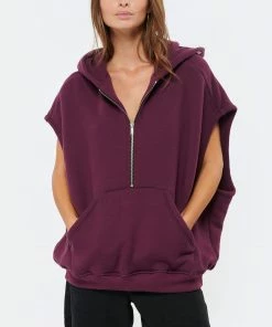 HALFBOY Sweatshirt Sans Manches Hoodie Coton Violet -Boutique MAJESTIC FILATURES unnamed file 1380 scaled