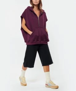 HALFBOY Sweatshirt Sans Manches Hoodie Coton Violet -Boutique MAJESTIC FILATURES unnamed file 1381 scaled