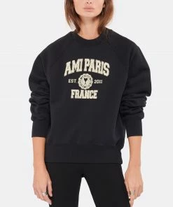 AMI PARIS Sweatshirt Unisexe Coton Biologique Noir -Boutique MAJESTIC FILATURES unnamed file 1401