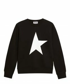 GOLDEN GOOSE Sweatshirt Enfant Star Coton Noir Blanc