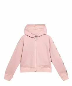GOLDEN GOOSE Sweatshirt Hoodie Star Fille Zip Coton Rose Argenté