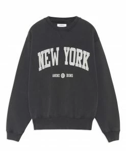 ANINE BING Sweatshirt Ramona NY Coton Organique Noir Délavé