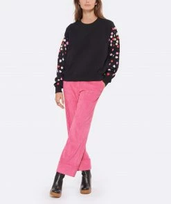 ESSENTIEL ANTWERP Sweatshirt Camp Manches Fleurs Sequin Coton Noir -Boutique MAJESTIC FILATURES unnamed file 1456