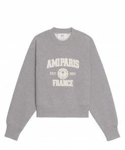 AMI PARIS Sweatshirt Unisexe Coton Biologique Gris Chiné