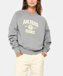 AMI PARIS Sweatshirt Unisexe Coton Biologique Gris Chiné -Boutique MAJESTIC FILATURES unnamed file 1478