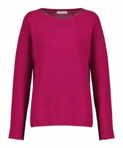 MAJESTIC FILATURES Pull Col Bateau Laine Cachemire Grenat