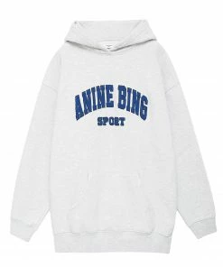 ANINE BING Sweatshirt Hoodie Tyler Coton Gris