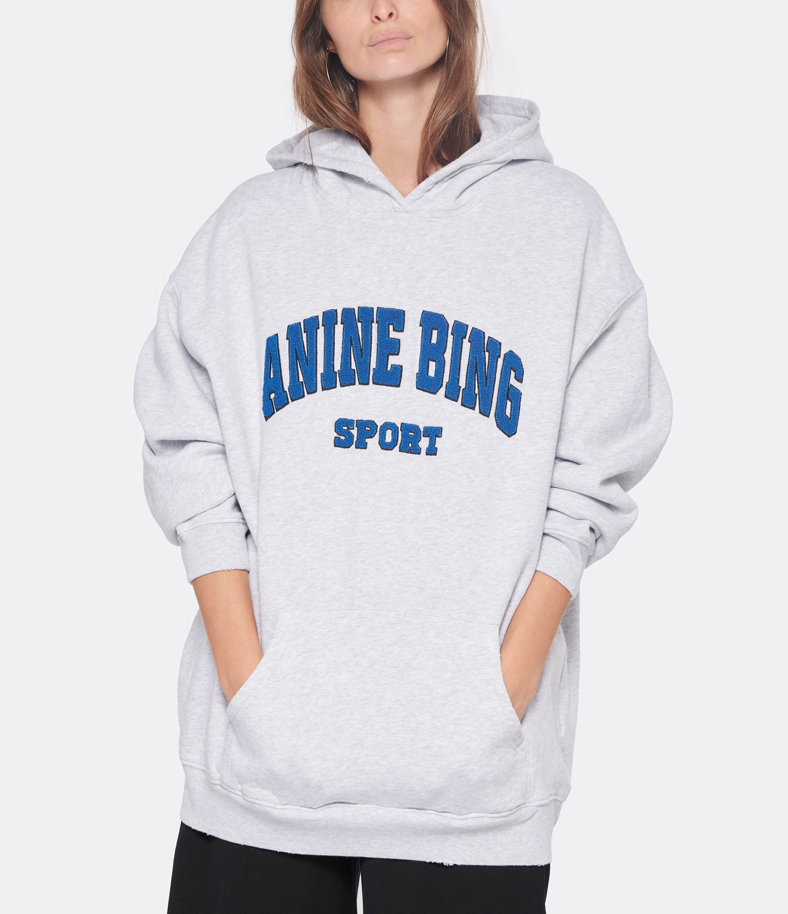 ANINE BING Sweatshirt Hoodie Tyler Coton Gris 4 ANINE BING Sweatshirt Hoodie Tyler Coton Gris – Image 2