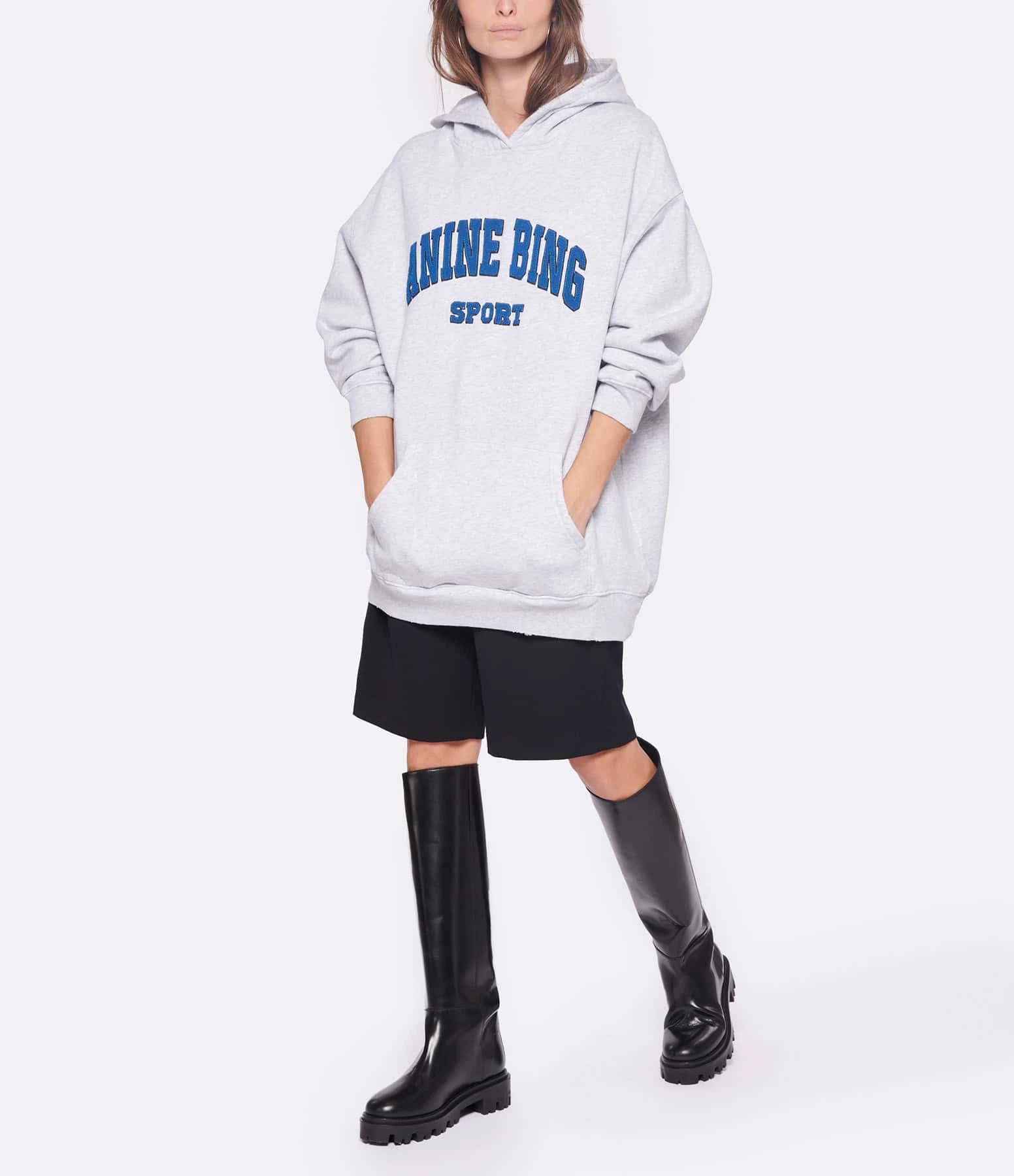 ANINE BING Sweatshirt Hoodie Tyler Coton Gris 6 ANINE BING Sweatshirt Hoodie Tyler Coton Gris – Image 4