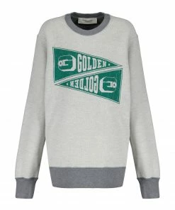 GOLDEN GOOSE Sweatshirt Homme Drapeau Coton Gris