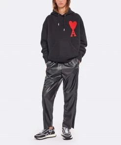 AMI PARIS Pull Hoodie Unisexe Ami De Cœur Laine Noir Rouge -Boutique MAJESTIC FILATURES unnamed file 1567