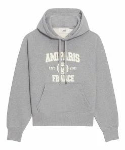 AMI PARIS Sweatshirt Unisexe Coton Biologique Gris Chiné