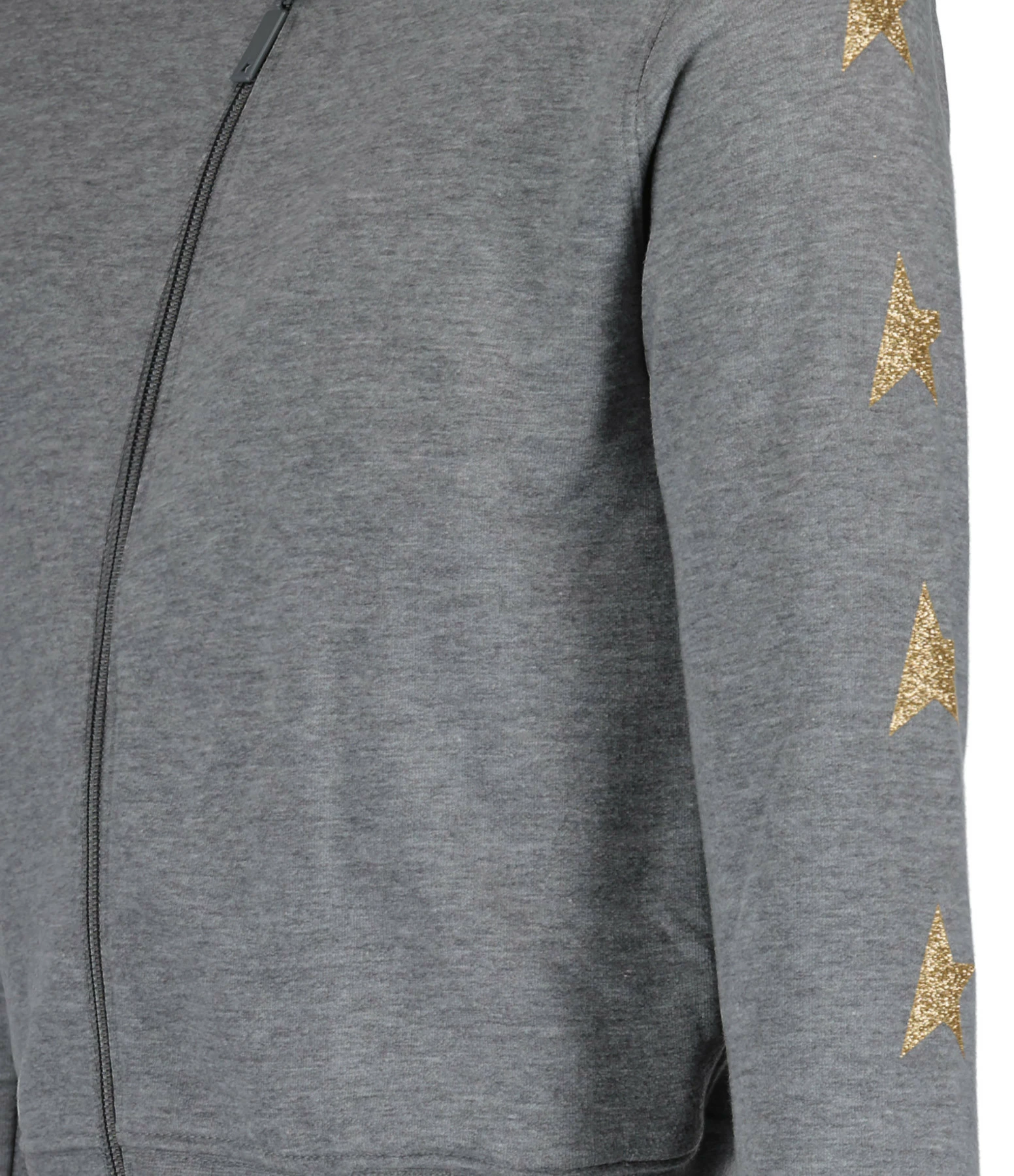 GOLDEN GOOSE Sweatshirt Enfant Zip Star Coton Gris Doré 4 GOLDEN GOOSE Sweatshirt Enfant Zip Star Coton Gris Doré – Image 2