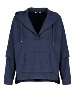 HANA SAN Sweatshirt Hoodie Pol Coton Bleu Nuit