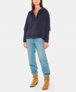 HANA SAN Sweatshirt Hoodie Pol Coton Bleu Nuit -Boutique MAJESTIC FILATURES unnamed file 1602