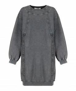 SEE BY CHLOE Robe Sweatshirt Long Coton Gris