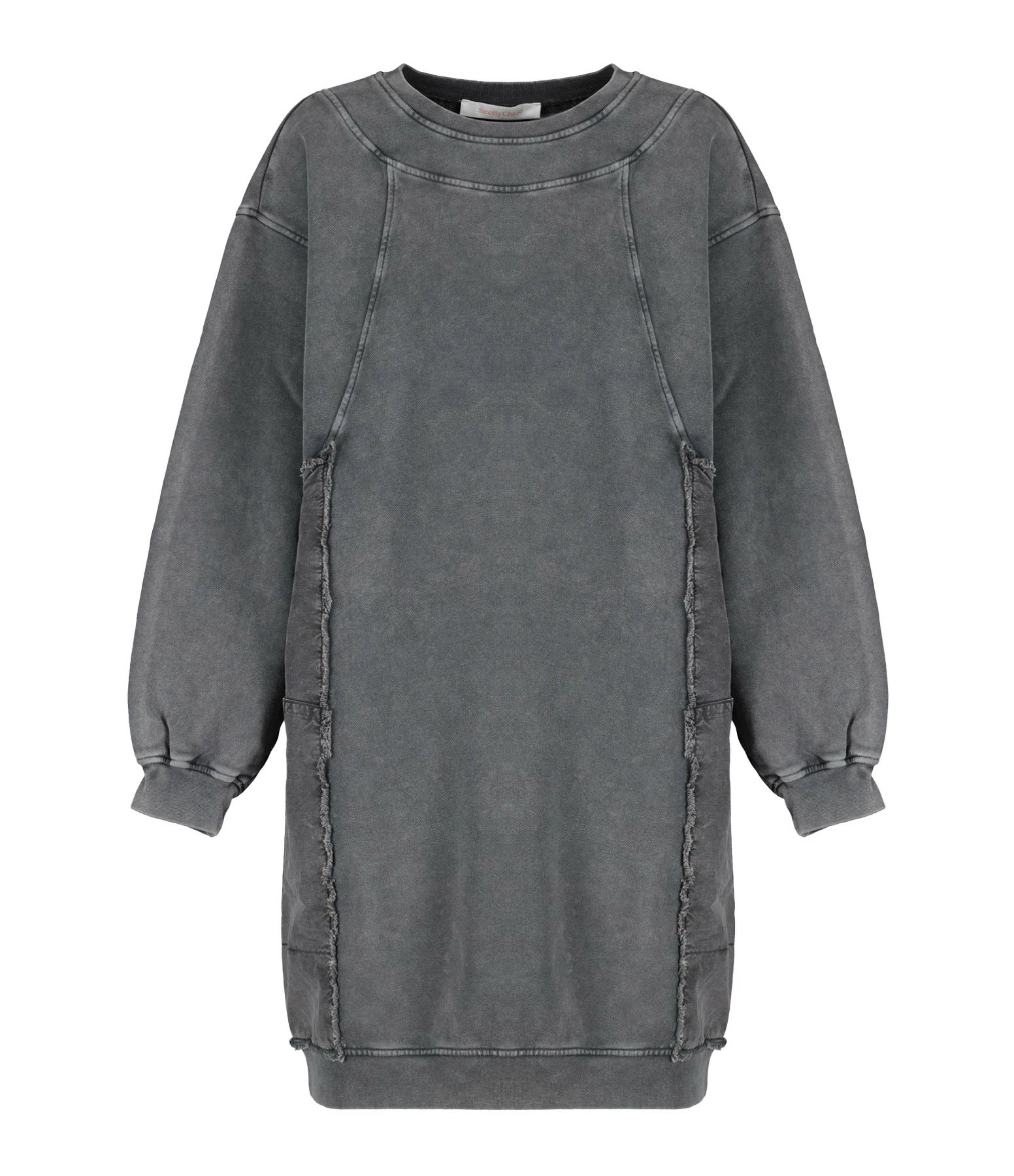 SEE BY CHLOE Robe Sweatshirt Long Coton Gris 3 SEE BY CHLOE Robe Sweatshirt Long Coton Gris