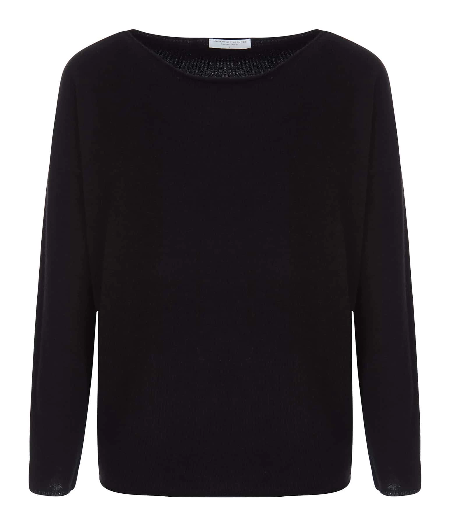 MAJESTIC FILATURES Pull Col Bateau Cachemire Noir 3 MAJESTIC FILATURES Pull Col Bateau Cachemire Noir