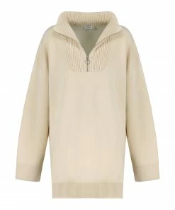 CLOSED Sweatshirt Zip Coton Écru