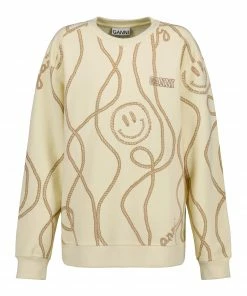 GANNI Sweatshirt Software Isoli Imprimé Beige