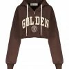 GOLDEN GOOSE Sweatshirt Hoodie Journey Crop Coton Marron Café -Boutique MAJESTIC FILATURES unnamed file 1721