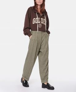 GOLDEN GOOSE Sweatshirt Hoodie Journey Crop Coton Marron Café -Boutique MAJESTIC FILATURES unnamed file 1724