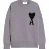 AMI PARIS Pull Unisexe Oversize Ami De Cœur Col Rond Laine Gris Noir -Boutique MAJESTIC FILATURES unnamed file 173