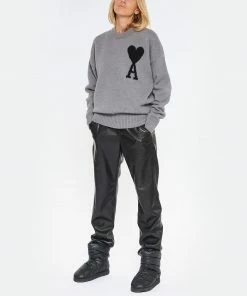 AMI PARIS Pull Unisexe Oversize Ami De Cœur Col Rond Laine Gris Noir -Boutique MAJESTIC FILATURES unnamed file 176