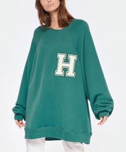Alternative view of HALFBOY Sweatshirt Crew Over Patch Coton Vert