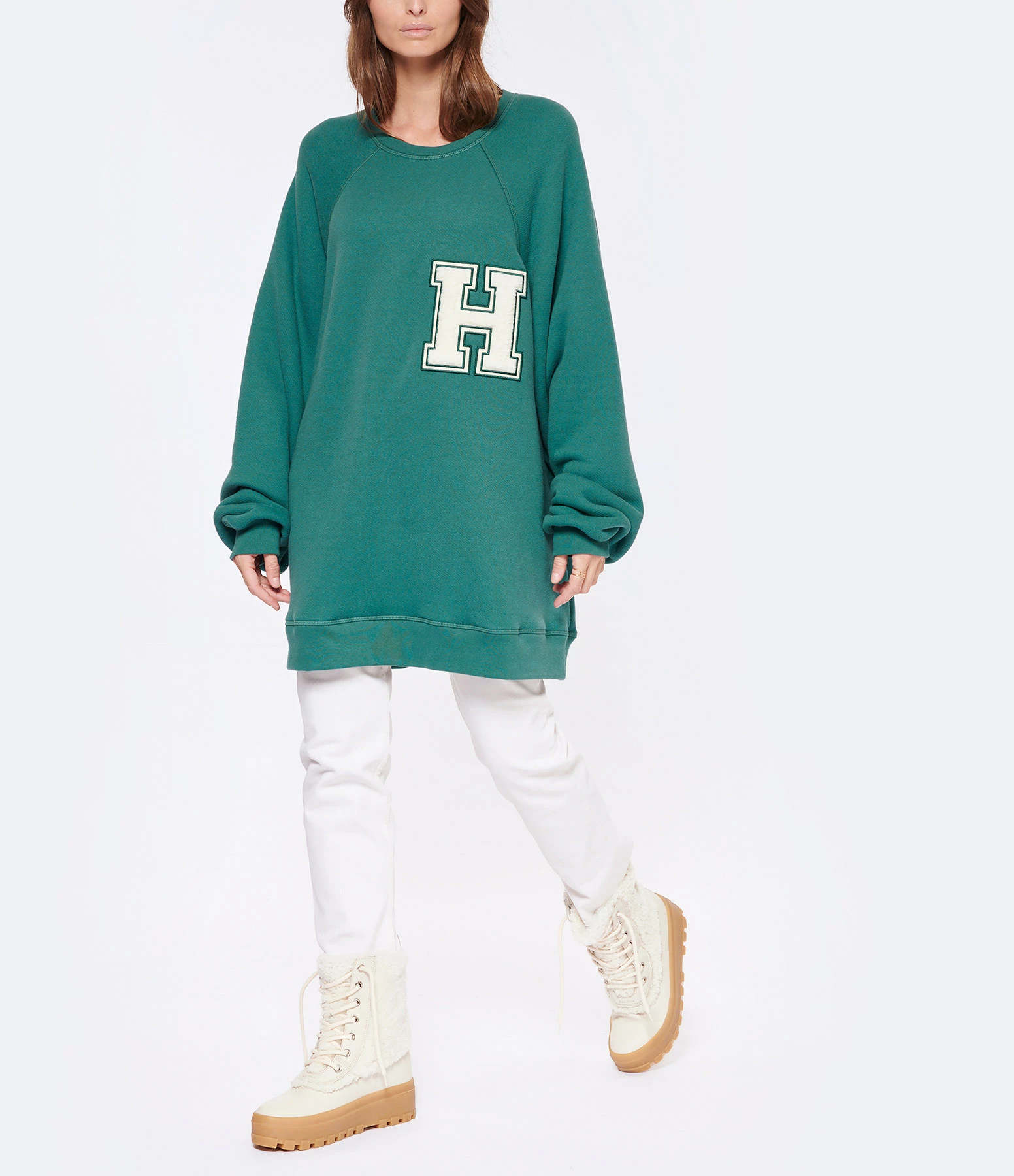 HALFBOY Sweatshirt Crew Over Patch Coton Vert 5 HALFBOY Sweatshirt Crew Over Patch Coton Vert – Image 3