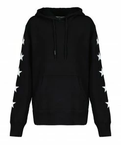 GOLDEN GOOSE Sweatshirt Hoodie Homme Star Coton Noir Blanc