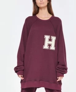 HALFBOY Sweatshirt Crew Over Patch Coton Violet -Boutique MAJESTIC FILATURES unnamed file 1767