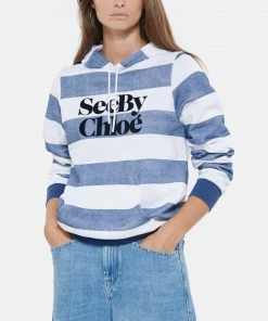 SEE BY CHLOE Sweatshirt Rayures Coton Bleu 11 SEE BY CHLOE Sweatshirt Rayures Coton Bleu -Boutique MAJESTIC FILATURES unnamed file 1777 scaled