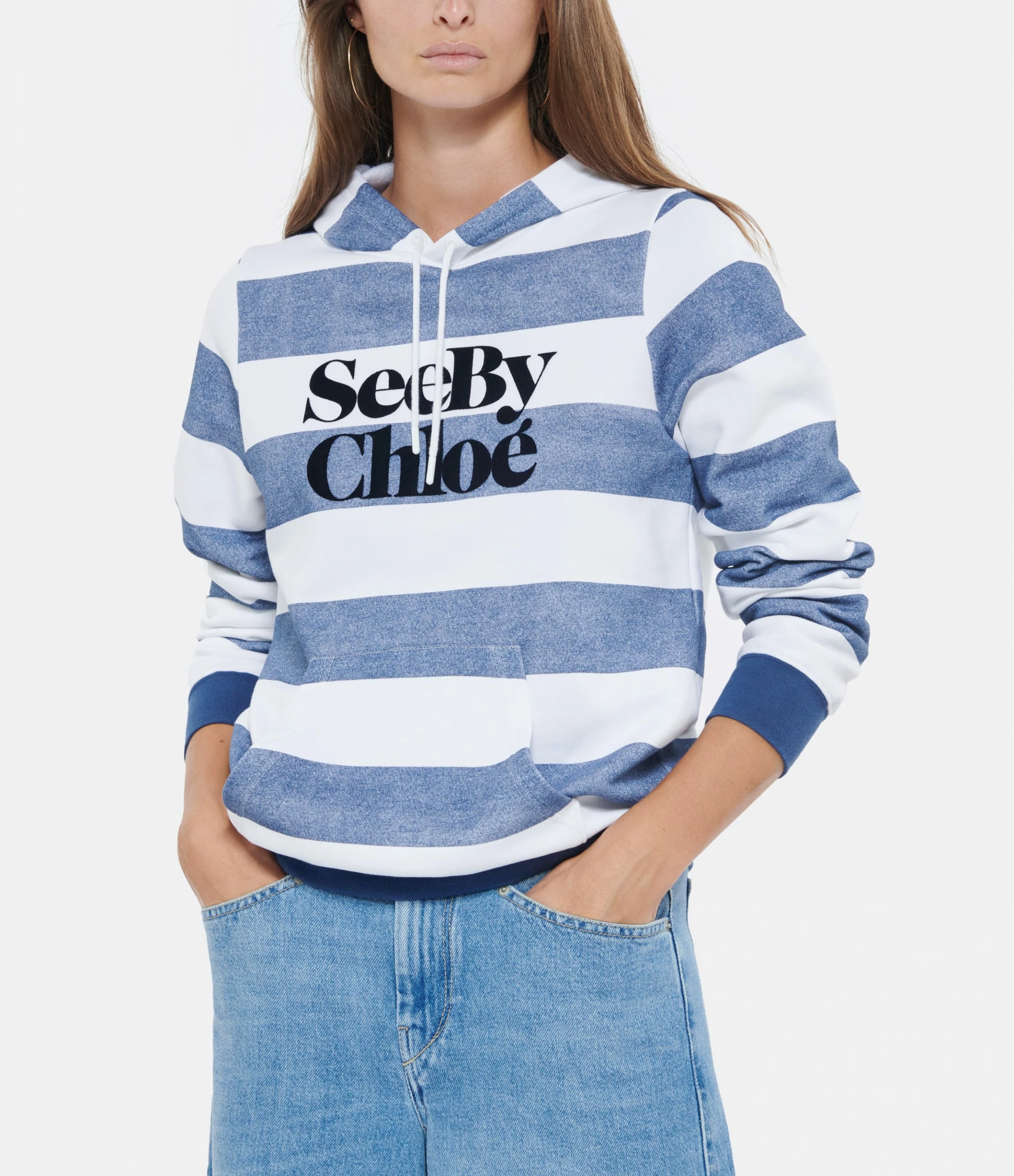 SEE BY CHLOE Sweatshirt Rayures Coton Bleu 5 SEE BY CHLOE Sweatshirt Rayures Coton Bleu – Image 3