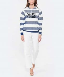 SEE BY CHLOE Sweatshirt Rayures Coton Bleu 12 SEE BY CHLOE Sweatshirt Rayures Coton Bleu -Boutique MAJESTIC FILATURES unnamed file 1778