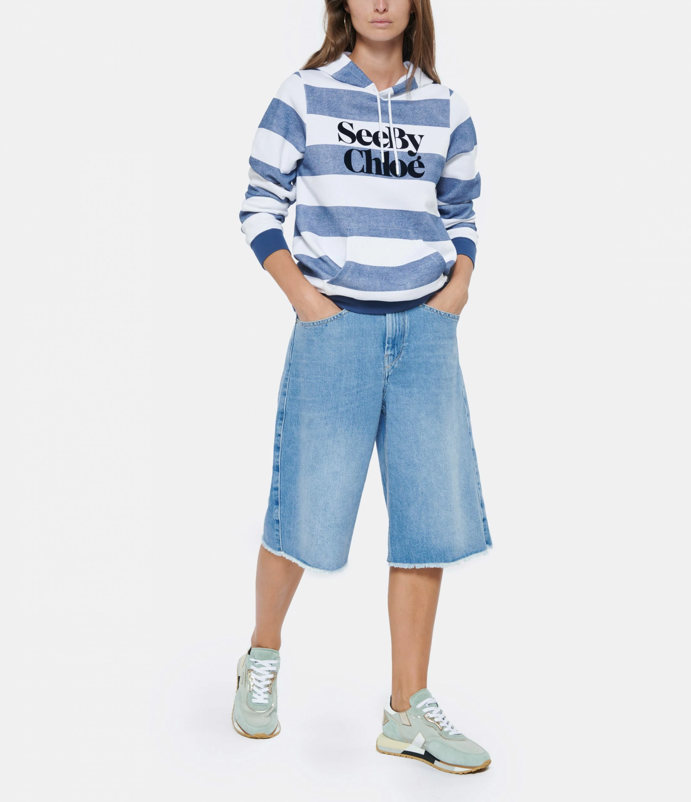 SEE BY CHLOE Sweatshirt Rayures Coton Bleu 8 SEE BY CHLOE Sweatshirt Rayures Coton Bleu – Image 6