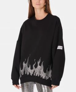 GAÏA GAÏA Sweatshirt Sanyo Oversized Puff Sleeve Coton Noir Strass -Boutique MAJESTIC FILATURES unnamed file 1830